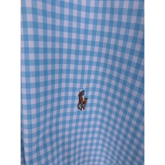 Ralph Lauren Men's 3XB Blue Gingham Oxford Short Sleeve Button Down Shirt - Picture 3 of 9